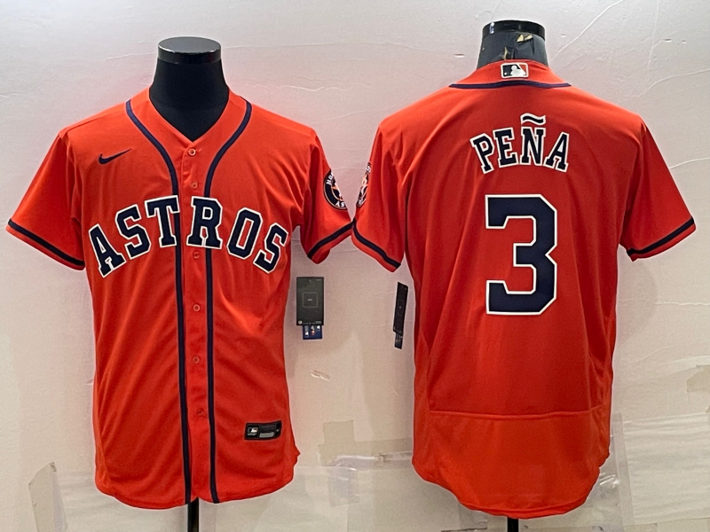 Men's Houston Astros #3 Jeremy Peña Orange Flex Base Stitched Baseball Jersey Men's Houston Astros #3 Jeremy Peña Orange Flex Base Stitched Baseball Jersey